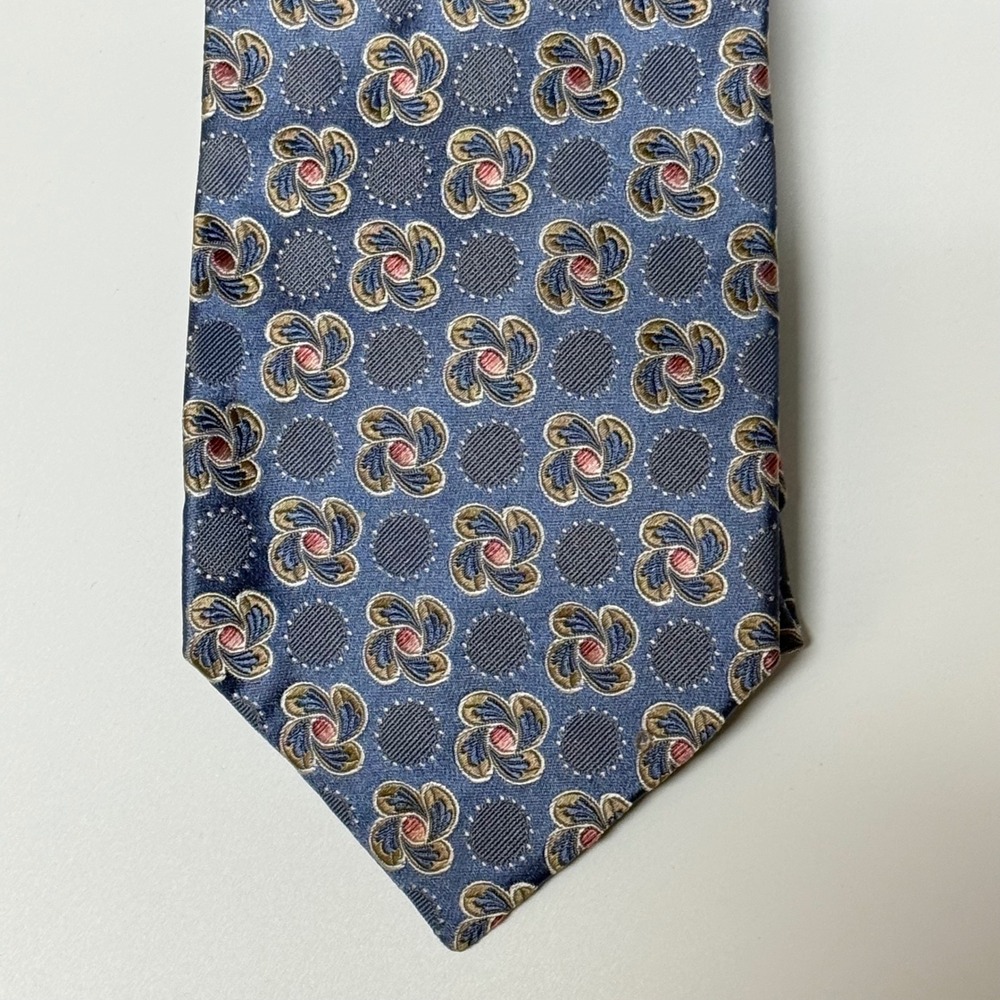 Ermenegildo Zegna Silk Tie Mens OS Blue Geometric Floral Medallion Italy Luxury